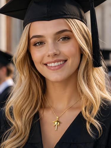 Graduation Gifts for Women, 18K Gold Graduation Initial Necklace A-Z, Inspiring Grad Pendant Necklace Present, College Seniors High School Graduations Jewelry Gifts - Image 6