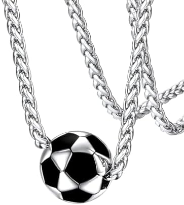 FaithHeart Sports Necklace for Men Women, Stainless Steel Gold Plated 3D Football/Soccer/Basketball/Volleyball Pendant Jewelry with Delicate Gift Packaging by FaithHeart