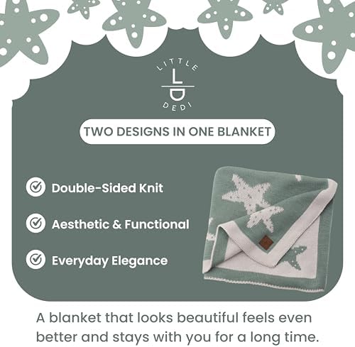 Baby Blanket 30x40 in, Green – Soft Reversible Knit with Gift Bow, Oeko-Tex Certified, Breathable Swaddle & Receiving Blanket for Newborns, Crib & Stroller - Image 5
