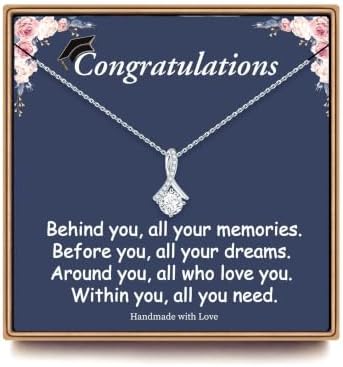 2026 Graduation Gifts for Her - Class of 2026 White Gold Plated Graduation Necklace, College School Graduation Necklace Gifts for Her Women by PAERAPAK