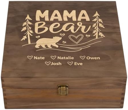 Personalized Mama Bear Memory Box, Engraved Gift for Mom or Grandma by ENGRAVEMYMEMORIES