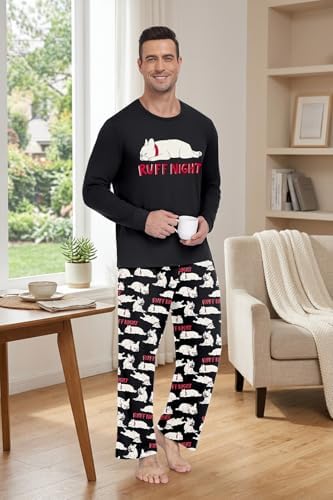 PrinStory Men's Pajama Sets Loungewear Sleepwear Pjs Lightweight Long Sleeve Shirts & Bottoms Soft Comfy Sleep Sets S-2XL - Image 5