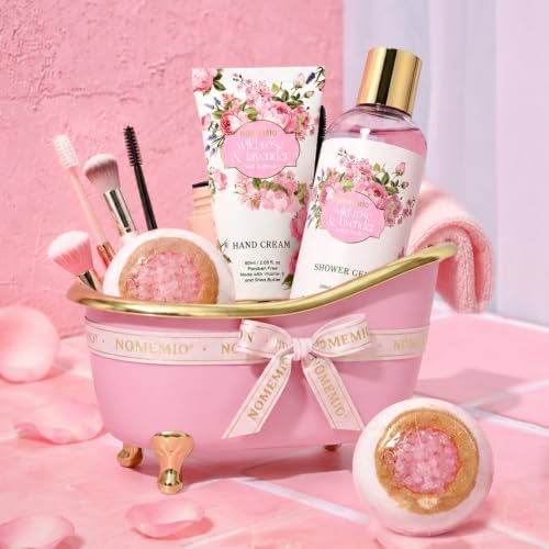 Spa Bath Gift Set in Pink Mini Bathtub with Bath Bomb, Loofah, and Ribbon, Self-Care Gift - Image 5