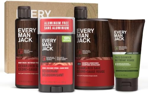 Every Man Jack Bath and Body Shower Gift Set for Men, Cedar Red Sage by EveryManJack