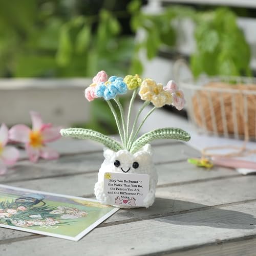 Forget-Me-Not Crochet Flower Pot, Meaningful Gift for Boss & Leaders - Image 6