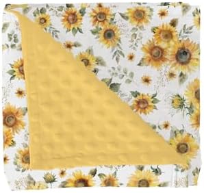 Yellow Sunflower Floral Baby Blankets for Girl Boy Boho Sunflowers Leaves Soft Mink Dotted Backing Double Layer Swaddle Receiving Blanket Summer Spring Garden Bed Throw for Newborn Toddler Crib 30x40 by GrowhappyGrowhealthy