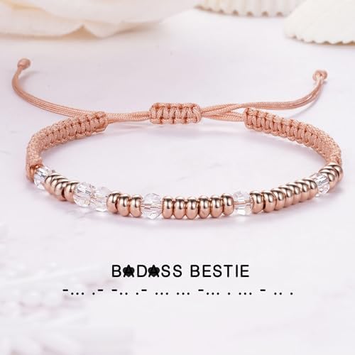 Morse Code Bracelets for Women Mothers Day Gifts 2026 Graduation Gifts Mom Birthday Gift Pink Braided Bracelets Teen Trendy Stuff Inspirational Best Friend Birthday Gifts for Daughter Girlfriend Christmas Stocking Stuffers Jewelry - Image 5