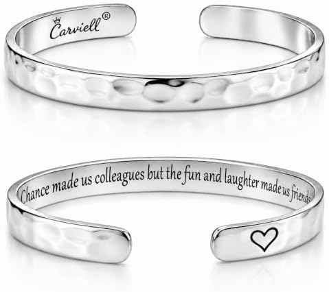 Carviell Bracelets for Women – 100+ Meaningful Engraved Messages – Solid 316L Surgical Stainless Steel Cuff Bracelet – Gift Ready by Carviell