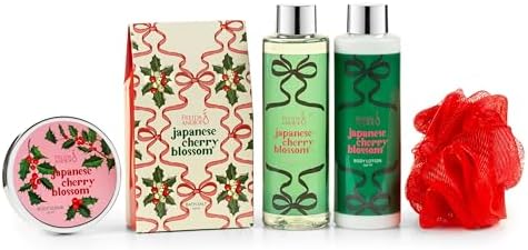 Cherry Blossom Spa Gift Set Bath & Body Basket for Women & Men - Image 2