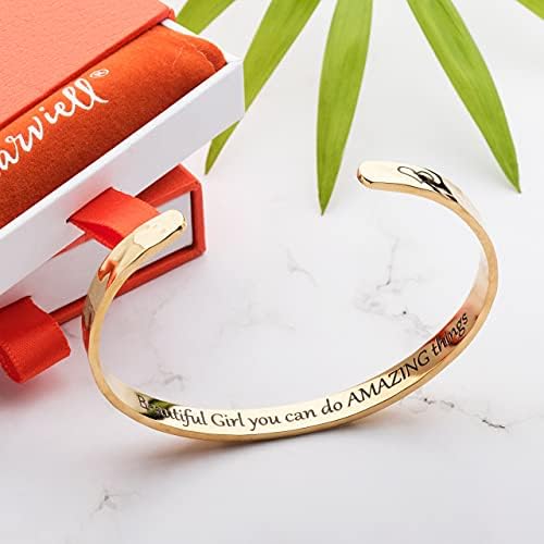 Carviell Bracelets for Women – 100+ Meaningful Engraved Messages – Solid 316L Surgical Stainless Steel Cuff Bracelet – Gift Ready - Image 3