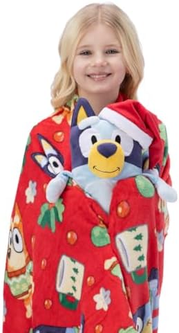 Northwest Character Hugger Pillow & Silk Touch Throw Blanket Set, 40" x 50", Bluey Festive Sweaters - Image 5