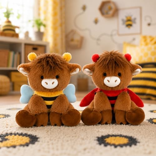 Ladybug Highland Cow Plush Toy-9inch Highland Cow Stuffed Animal - Image 6