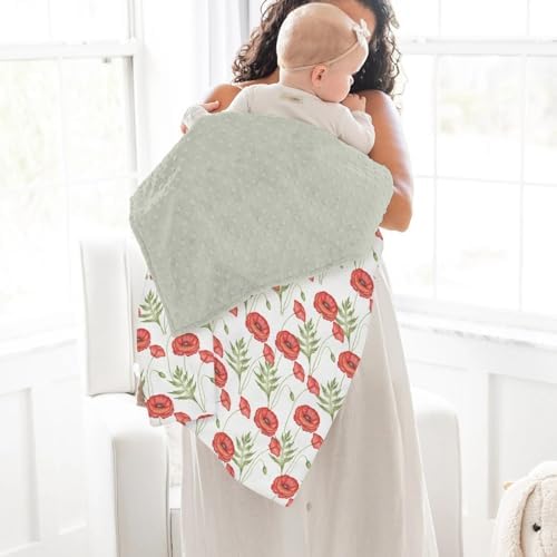 Red Floral Spring Baby Blanket for Girl Boy Soft Mink Dotted Backing Double Layer Swaddle Receiving Blanket Bed Throws for Newborn Toddler Crib Stroller 30x40 - Image 4