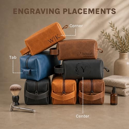 Motiwear Custom Leather Toiletry Bag for Men – Personalized Genuine Leather Graduation Gift Dopp Kit, Custom Name Travel Bag, College Graduate Gift for Him, Class of 2026 Keepsake - Image 3