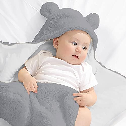 Nunibum Baby Swaddle Blanket Boys Girls Cute Bear Plush Essential Receiving Blanket Ultra-Soft Newborn Registry Sleeping Wraps for Infant 0-6 Months - Grey - Image 6