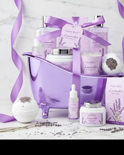 Spa Gift Basket Gifts for Women, Lavender Bath and Body Gift Basket Spa Kit - Image 5