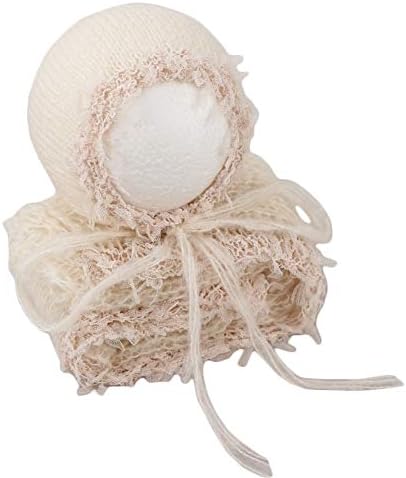 Baby Photography Props Luxurious Lace Hat with Blanket (Cream) - Image 4