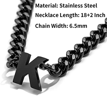 DuoDiner 18+2" Initial Necklace for Men Boys Gifts A-Z Cuban Link Chain - Image 3