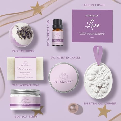 Lavender Spa Set for Women, Bath Set Self Care for Women, Nourishing 7 Piece Home Spa Set, Birthday Gift and a Gift For Mom - Image 2