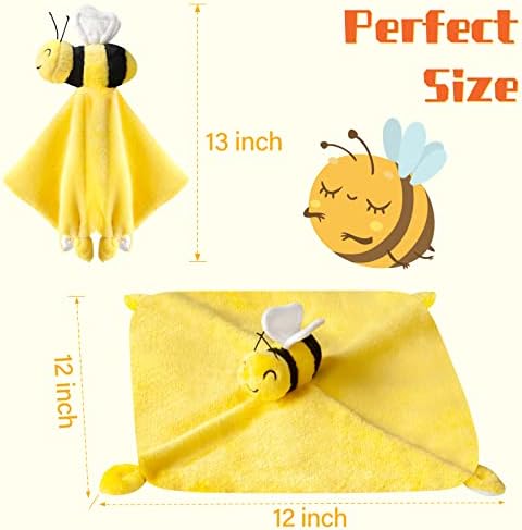 Pro Goleem Bee Loveys for Babies Soft Security Blanket Baby Snuggle Toy Stuffed Animal Blanket Unisex Lovie Baby Gifts for Infant and Toddler Yellow 12 Inch - Image 5