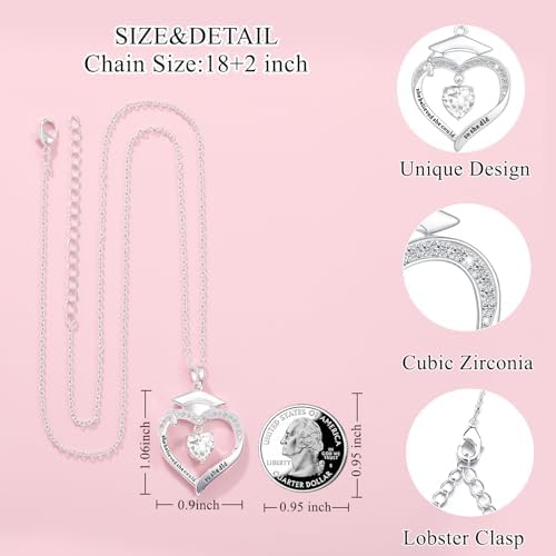 Fervia Graduation Gifts Birthstone CZ Heart Graduation Cap Necklace Gifts - Image 5