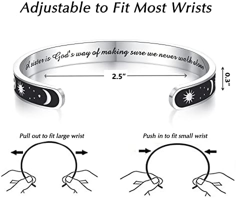 TONY & SANDY Inspirational Bracelets for Women Teen Girls Personalized Gifts for Daughter Granddaughter Mom Sister Friends Stainless Steel Engraved Cuff Birthday Easter Christmas - Image 5