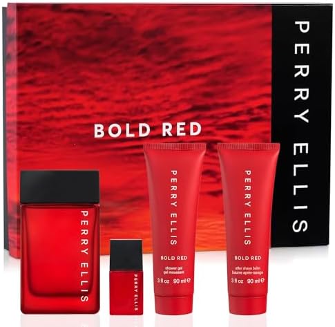 Perry Ellis Bold Red 4-Piece Gift Set, Bold Fragrance Cologne Set for Men by PerryEllis