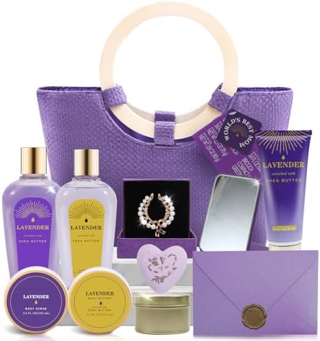 Spa Luxetique New Lavender 11pc Gift Baskets Birthday Gifts for Women by spaluxetique