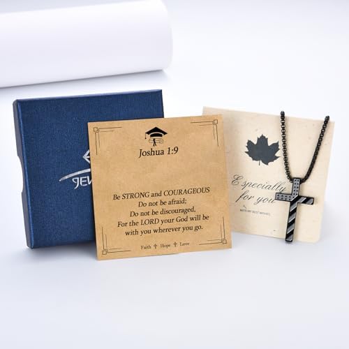 EPIRORA Graduation Gifts Necklace for Him Class of 2026, Stainless Steel Cross Necklace for Boys Men, Inspirational necklaces jewelry Gift for 5th 6th 8th Grade High School College Graduates, 22"+2" - Image 6