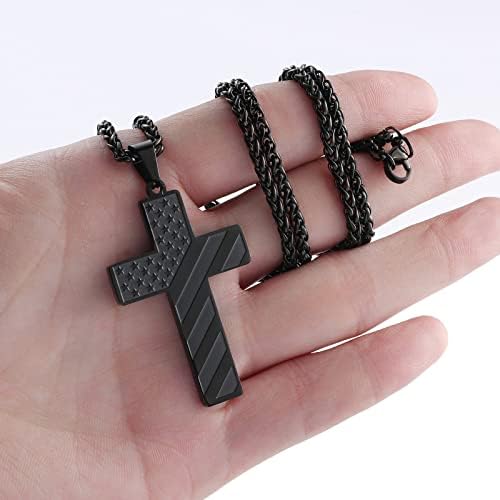 DuoDiner 18+2" Cross Necklace for Men Boys Christian Confirmation Gifts - Image 3
