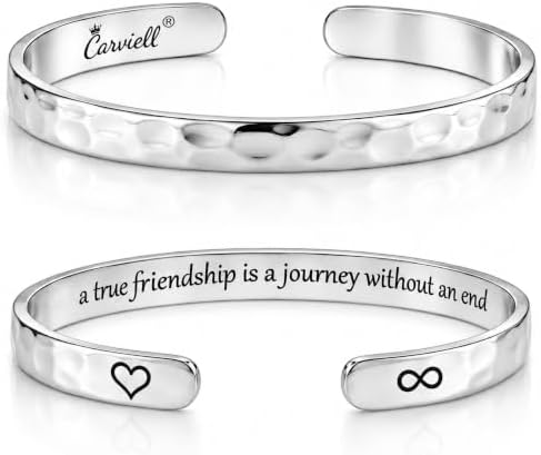 Carviell Bracelets for Women – 100+ Meaningful Engraved Messages – Solid 316L Surgical Stainless Steel Cuff Bracelet – Gift Ready by Carviell