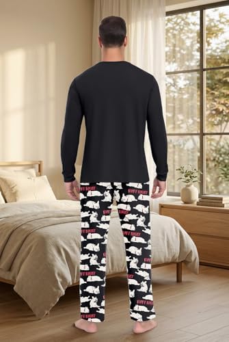 PrinStory Men's Pajama Sets Loungewear Sleepwear Pjs Lightweight Long Sleeve Shirts & Bottoms Soft Comfy Sleep Sets S-2XL - Image 6