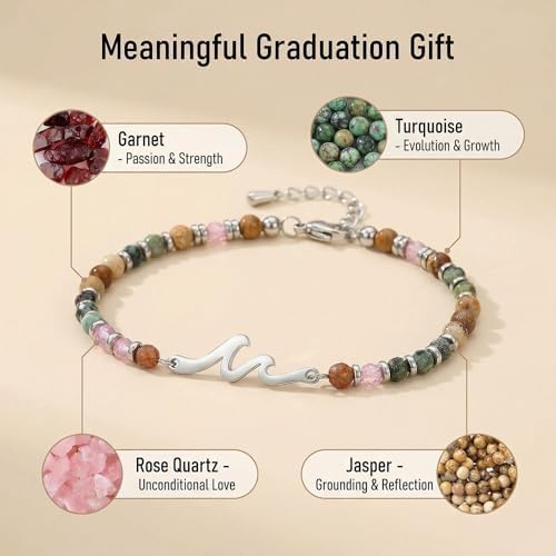 LINGYUAN Graduation Bracelet for Her 2026, Beaded Jewelry Gift with Inspirational Message Card, Adjustable Keepsake for High School or College Graduate - Image 3
