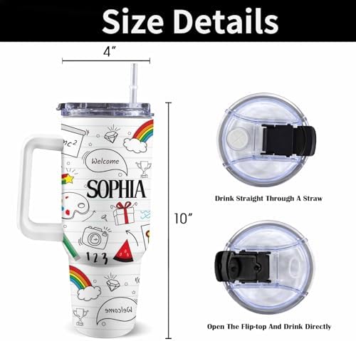 Teacher Gifts For Women Men, 40oz Personalized Stainless Steel Tumbler with Handle and Straw For Teacher Appreciation Gifts from Students, Custom Teacher Tumbler for Teachers Day, Birthday - Image 3