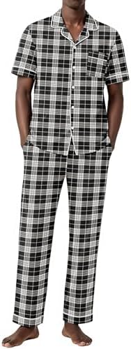 Ekouaer Men's Cotton Pajama Set Short Sleeve Button Down Sleepwear Pjs by EKOUAER