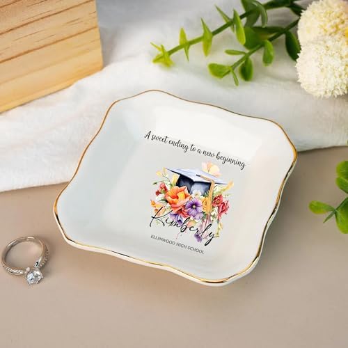 IZI POD Personalized Graduation Gifts for Her, Graduation Jewelry Dish, A Sweet Ending to a New Beginning, Gradua Senior Class of 2026, Gifts for Her, Women, Best Friends /3 - Image 2