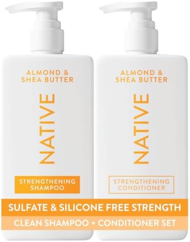 Native Shampoo and Conditioner Contain Naturally Derived Ingredients| All Hair Type Color & Treated, Fine to Dry Damaged, Sulfate & Dye Free - Almond & Shea Butter, 16.5 fl oz each (2 pack) by Native
