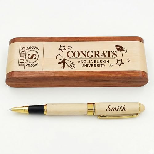 EDSG Personalized Ballpoint Pens Graduation Gifts, Wooden Ballpoint Pen Set with Pen Case Display, Engraved Pens Class of 2026 Gifts for Daughter Son Him Her High School College (Design 2) by EDSG