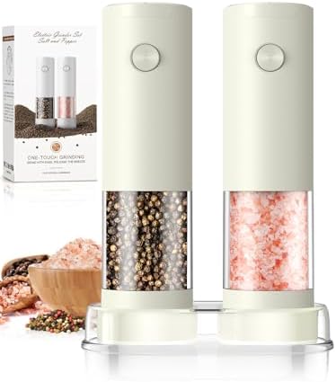 Salt and Pepper Grinder Set Electric Adjustable Coarseness Salt Pepper Grinder Shakers House Warming Gifts Automatic Battery Pepper Mill Shakers Gifts for Women Wedding Registry Must Haves by ioion