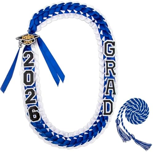 ALKB 2026 Graduation Lei Set - Two-Tone Braided Ribbon with Honor Cord, Unisex Graduation Gift for Graduates, Polyester by ALKB