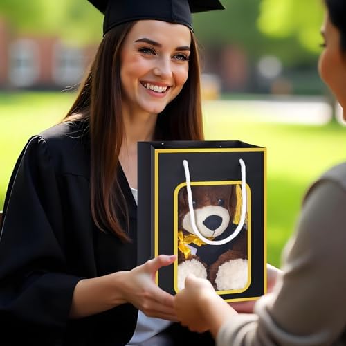 Bear with Graduation Cap Toys Class of 2026 Plush Stuffed Teddy Bear Animal Dog Cap and Gown with Greeting Card and Bag for Graduation Day Gift(Black A) - Image 3