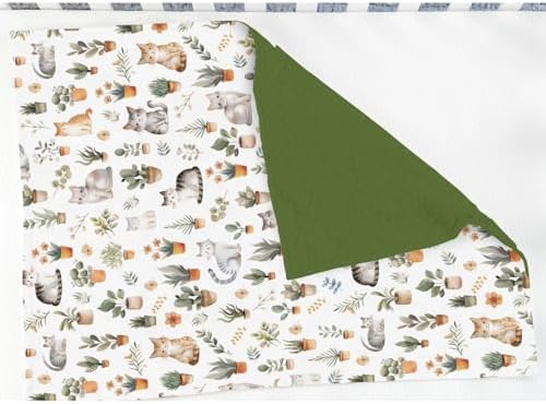 Watercolor Cats Tropical Houseplants Baby Blankets for Girl Boy Boho Neutral Kittens Soft Mink Dotted Backing Double Layer Swaddle Blanket for Toddler Nursery Cat Lover Gift Bed Blanket Crib 30x40 - Image 3