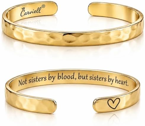 Carviell Bracelets for Women – 100+ Meaningful Engraved Messages – Solid 316L Surgical Stainless Steel Cuff Bracelet – Gift Ready by Carviell