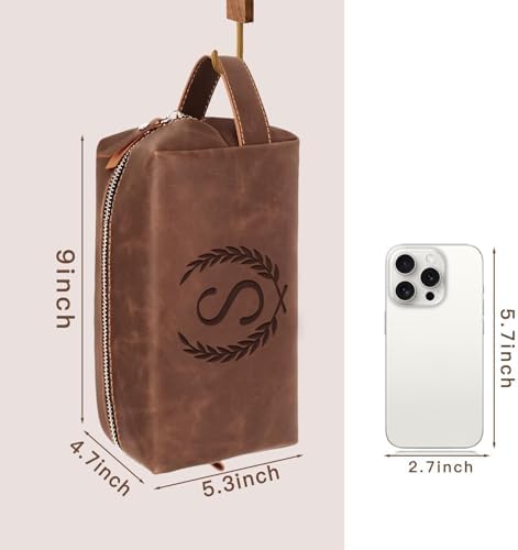 Personalized PU Leather Travel Toiletry Bag for Men Engraved Initial - Image 4
