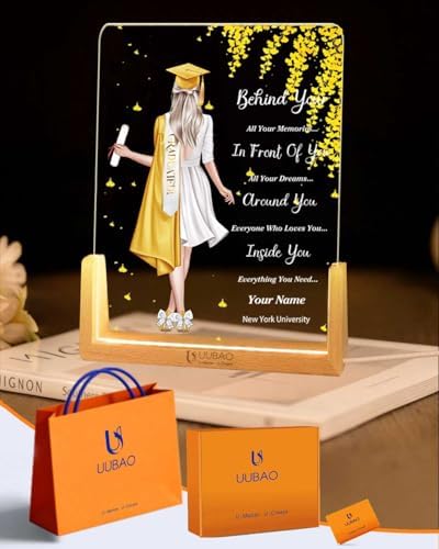 Personalized Name Graduation Gifts Custom Night Light LED Table Lamp Portrait Creator for Her 2026 University High School Keepsake(Girl J) by UUBAO