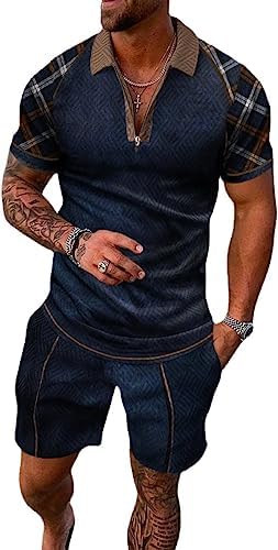 BIRW Men‘s Track Suits 2 Piece Summer Short Sets Outfits Fashion Polo Shirt Casual Short Sleeve and Shorts set by BIRW