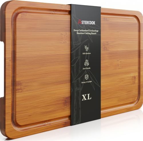 Astercook Deep-Carbonized Bamboo Cutting Boards for Kitchen by Astercook