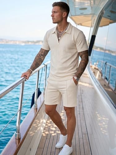 Men's Summer Outfits 2-Piece Polo Short Sets Shirt Sweatsuit - Image 6