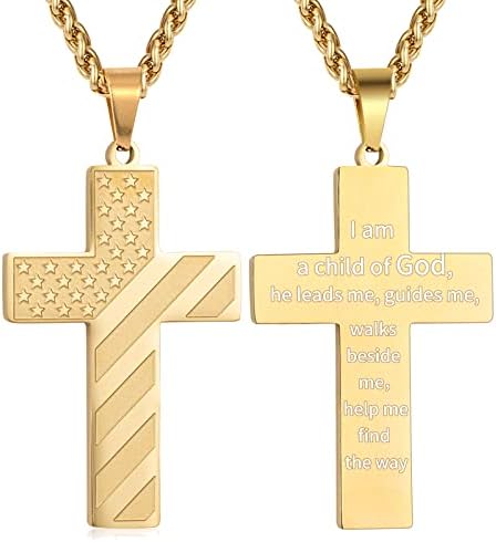 DuoDiner 18+2" Cross Necklace for Men Boys Christian Confirmation Gifts by Duodiner