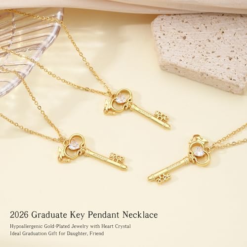 Graduation Gifts, Gold Key Graduation Necklace for Her 2026 Grad Gifts Anniversary Gold Jewelry for Women Sister Friend Classmates Teacher Nurse - Image 2